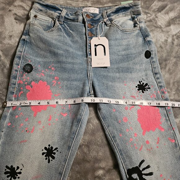 Kancan Womens Paint Splashed Jeans Sz 11 - Picture 6 of 15